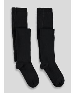 Girls 2 Pack Cotton Tights (2-13yrs) - Black - 2-3Y