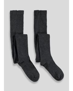 Girls 2 Pack Cotton Tights (2-13yrs) - Grey - 2-3Y
