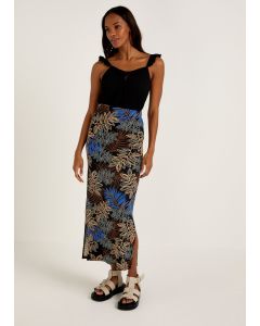 Printed Jersey Maxi Skirt - Black - 8