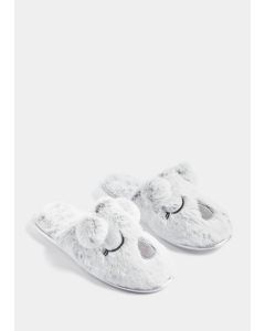 Grey Koala Slippers - Grey - L