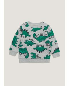 Boys Grey Marl Dinosaur Sweatshirt (9mths-6yrs) - Grey Marl - 12-18M