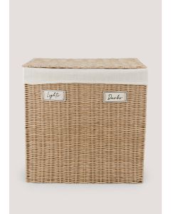 Plastic Wicker Lights & Darks Laundry Basket