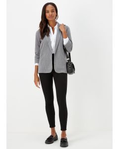 Grey Stripe Ponte Blazer - Grey - 8