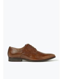 Chocolate Faux Leather Derby Shoes - Brown - 6