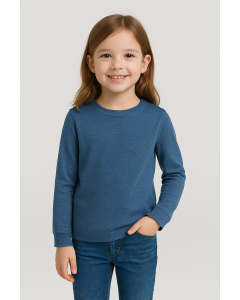 Girls Roundneck Swetshirt-Blue-L