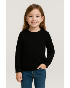 Girls Roundneck Swetshirt-Black-M